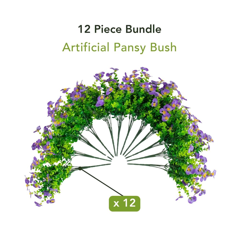 13in. UV Resistant Artificial Pansy Bush (Indoor/Outdoor) - Set of 12. Picture 8