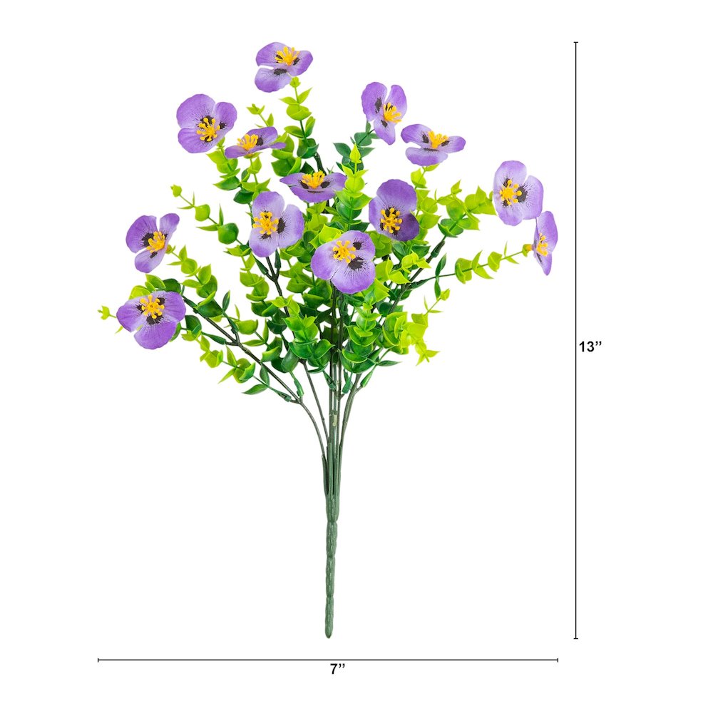 13in. UV Resistant Artificial Pansy Bush (Indoor/Outdoor) - Set of 12. Picture 2