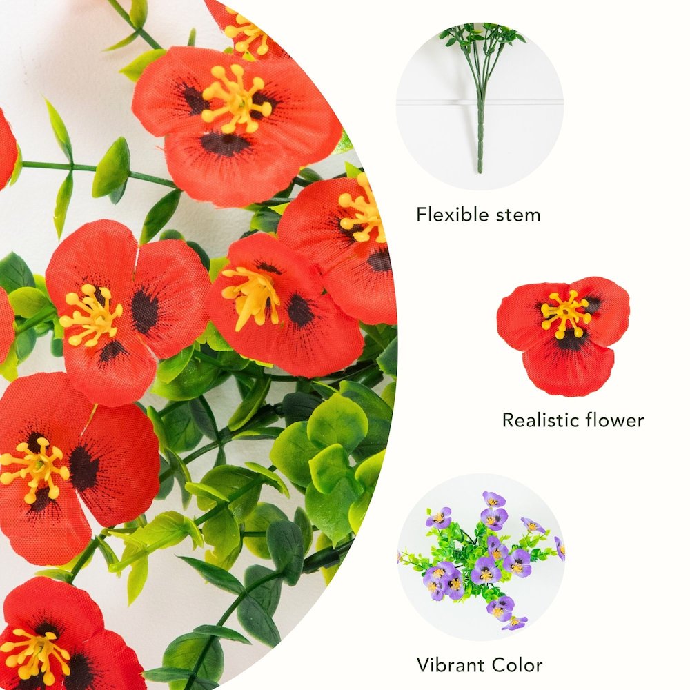 13in. UV Resistant Artificial Pansy Bush (Indoor/Outdoor) - Set of 12. Picture 10