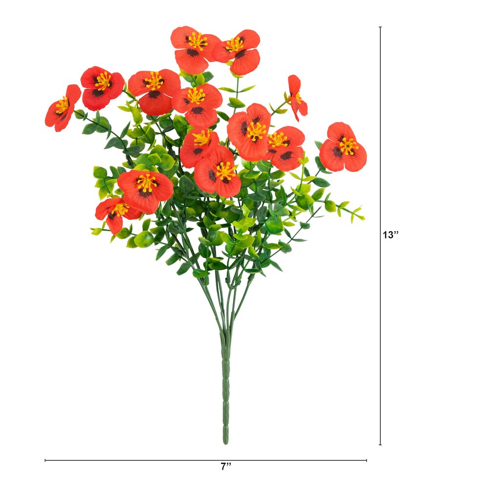 13in. UV Resistant Artificial Pansy Bush (Indoor/Outdoor) - Set of 12. Picture 2