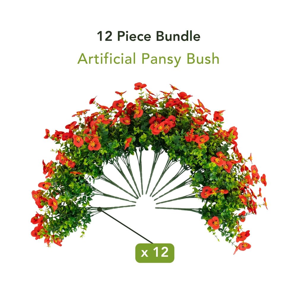 13in. UV Resistant Artificial Pansy Bush (Indoor/Outdoor) - Set of 12. Picture 9