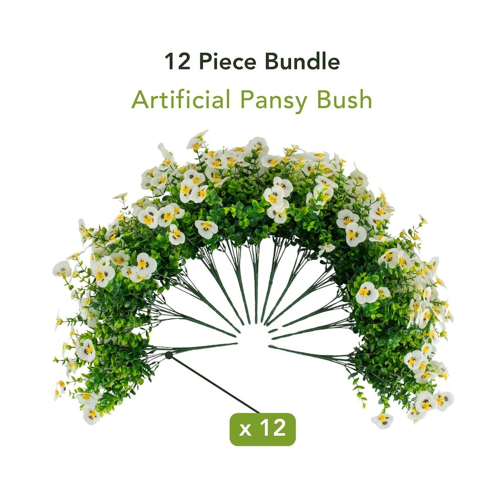 13in. UV Resistant Artificial Pansy Bush (Indoor/Outdoor) - Set of 12. Picture 8