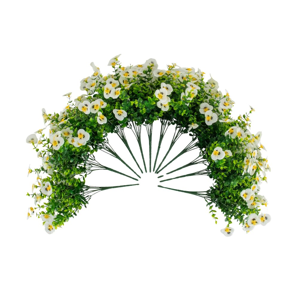 13in. UV Resistant Artificial Pansy Bush (Indoor/Outdoor) - Set of 12. Picture 1
