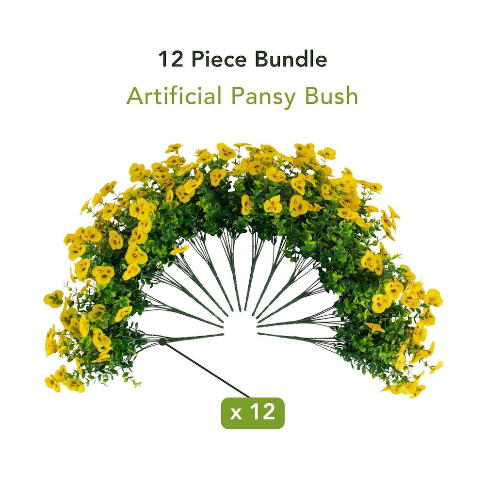 13in. UV Resistant Artificial Pansy Bush (Indoor/Outdoor) - Set of 12. Picture 8