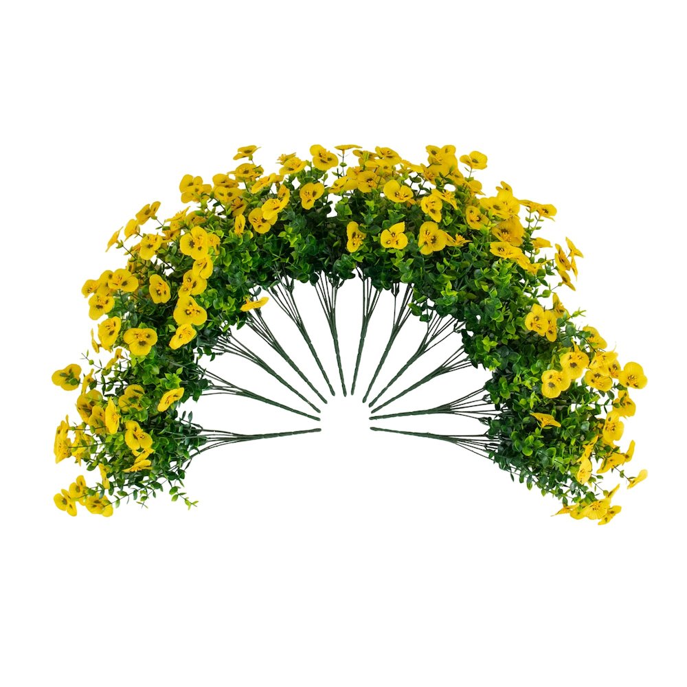 13in. UV Resistant Artificial Pansy Bush (Indoor/Outdoor) - Set of 12. Picture 1