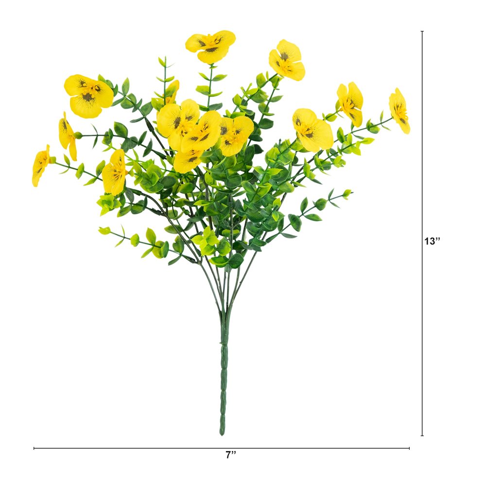 13in. UV Resistant Artificial Pansy Bush (Indoor/Outdoor) - Set of 12. Picture 2