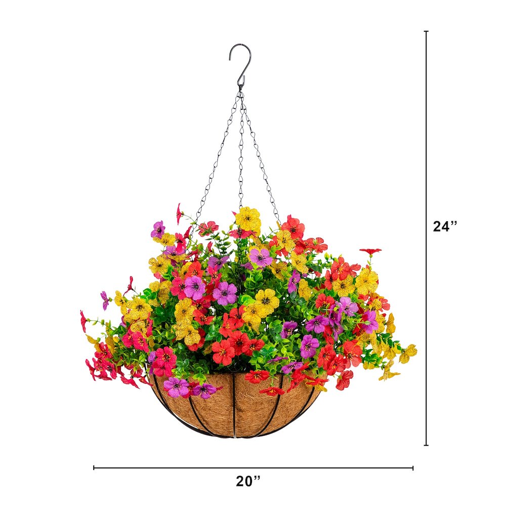 24in. UV Resistant Artificial Daisy Hanging Basket DIY Kit (Indoor/Outdoor). Picture 2