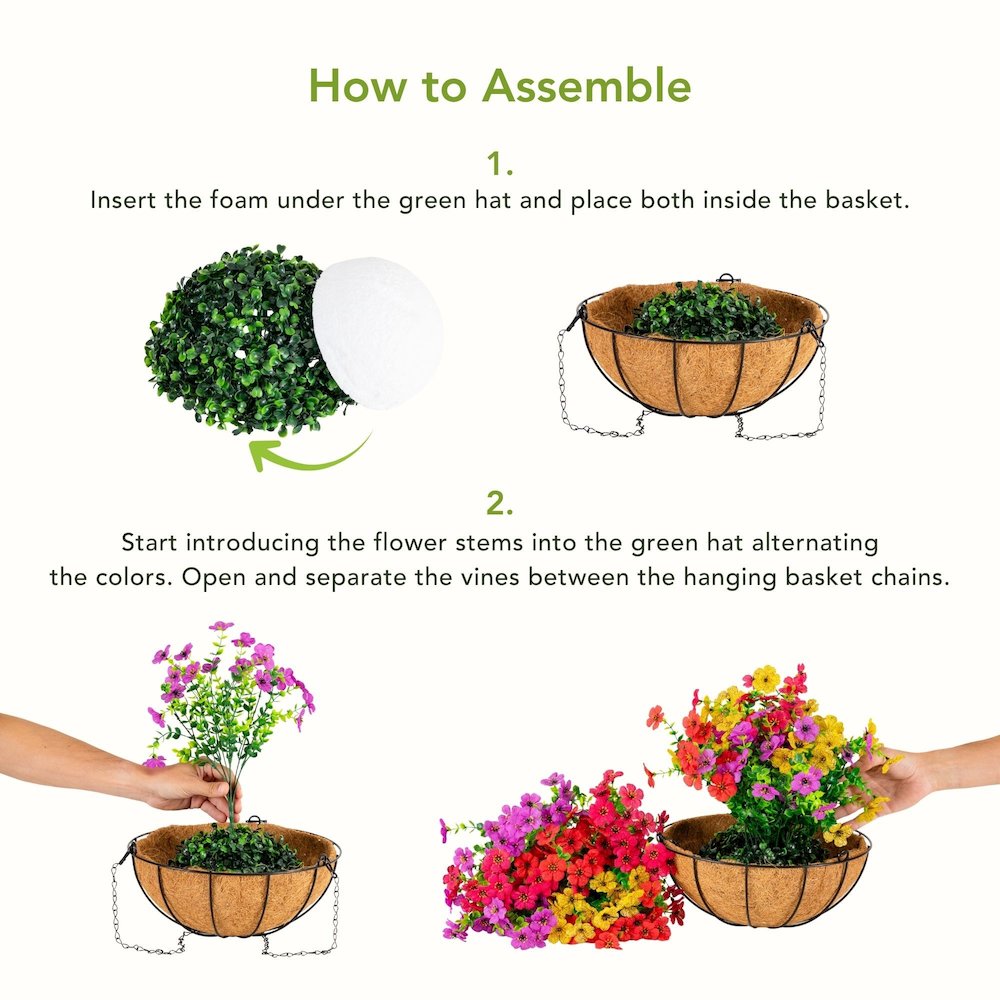 24in. UV Resistant Artificial Daisy Hanging Basket DIY Kit (Indoor/Outdoor). Picture 11