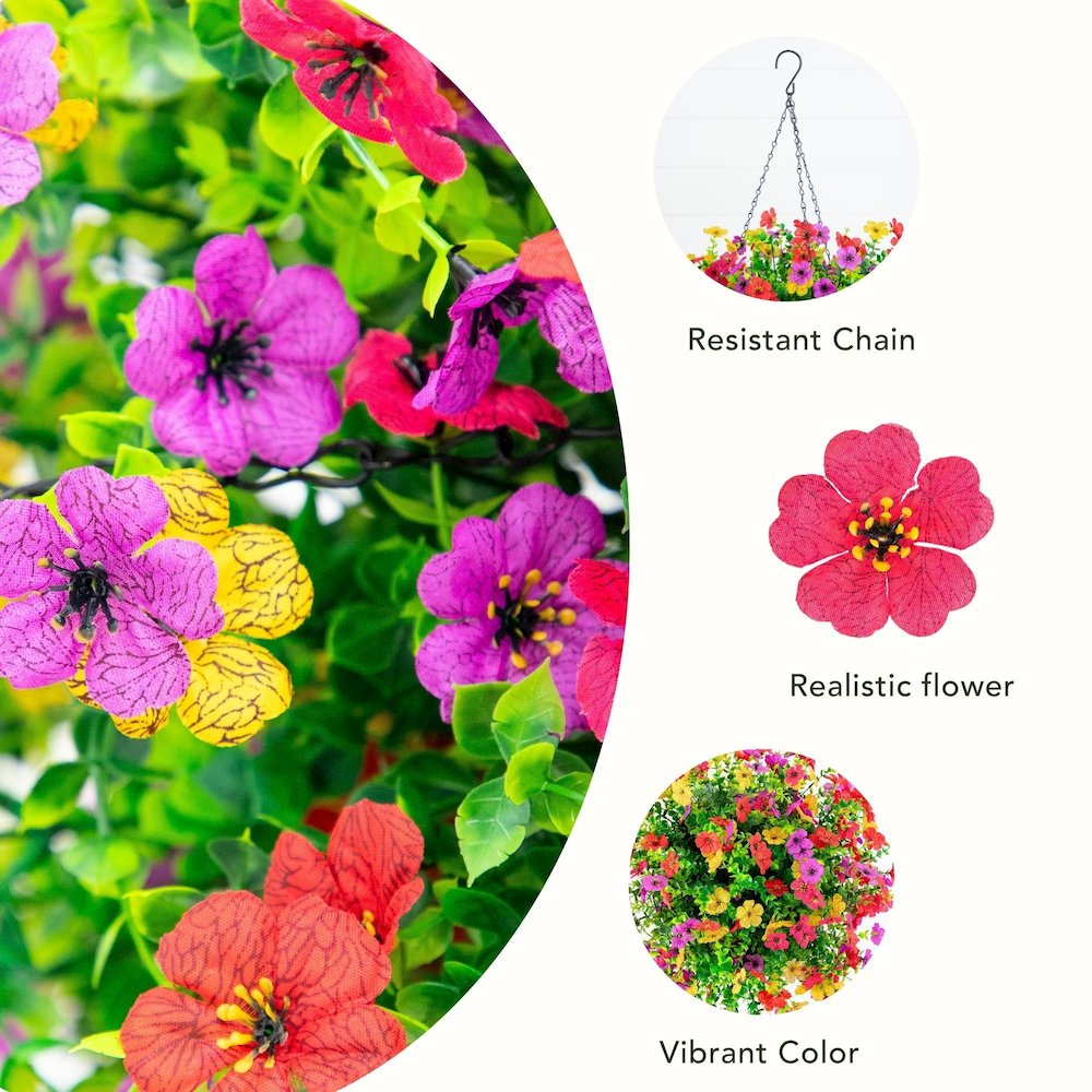 24in. UV Resistant Artificial Daisy Hanging Basket DIY Kit (Indoor/Outdoor). Picture 10