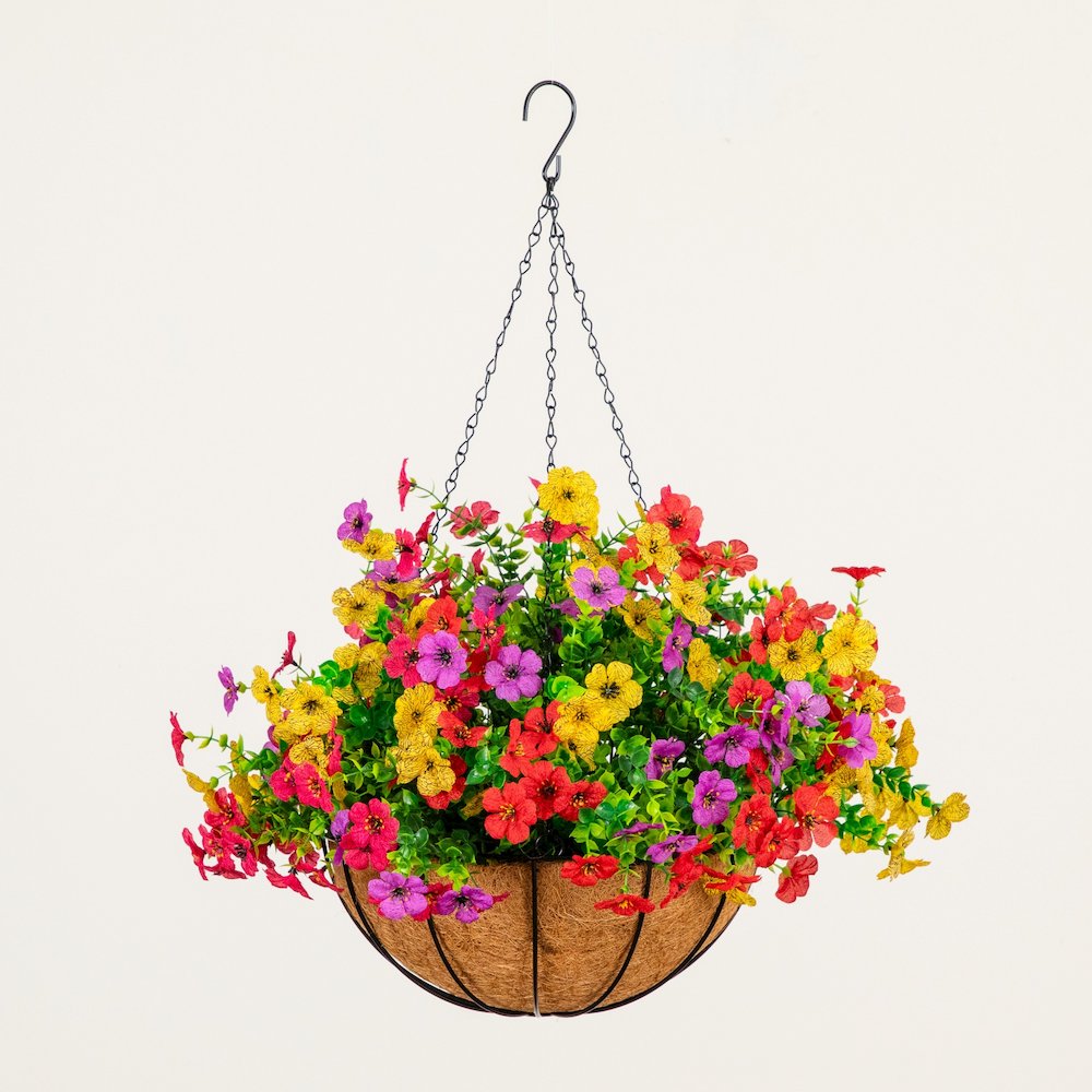 24in. UV Resistant Artificial Daisy Hanging Basket DIY Kit (Indoor/Outdoor). Picture 3
