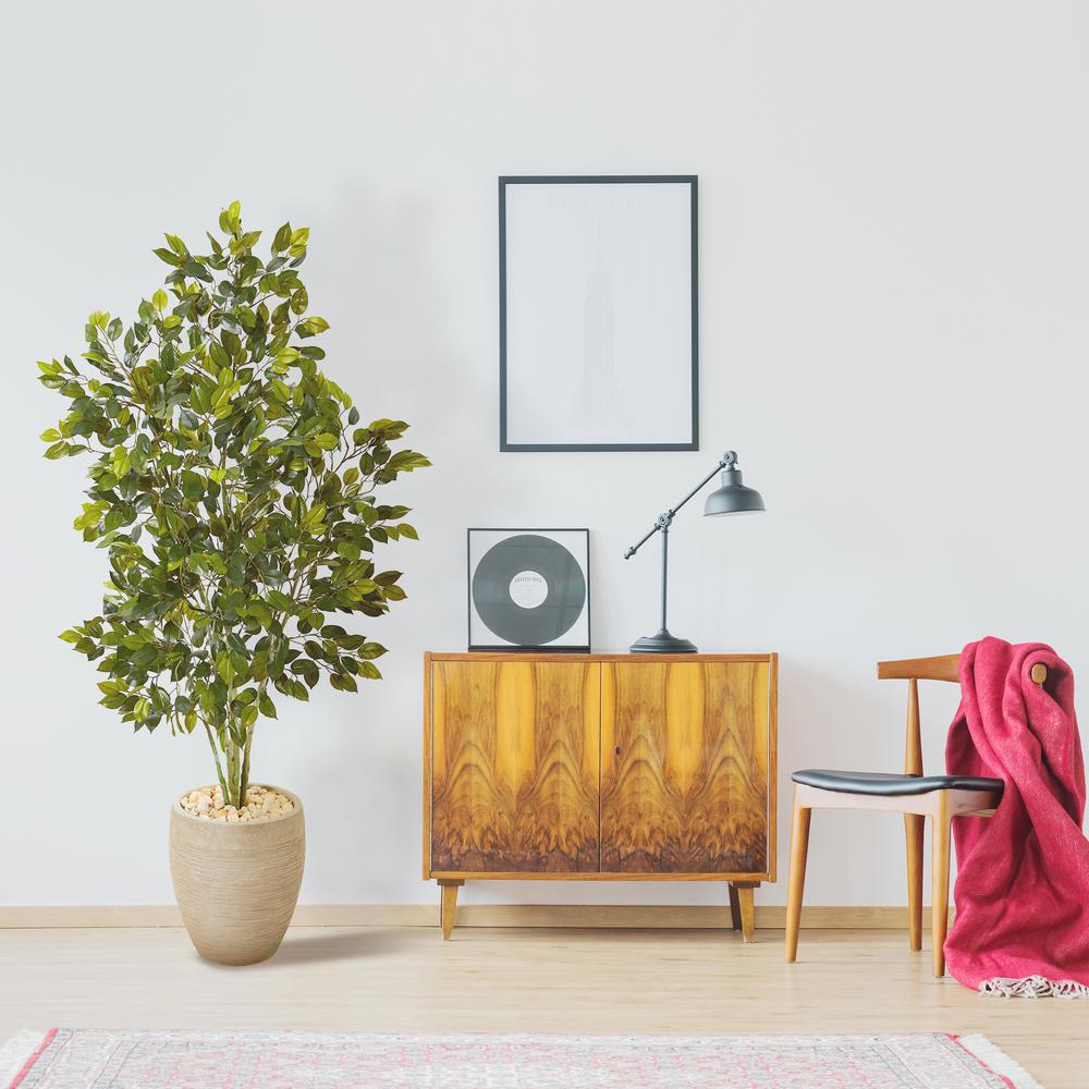 53in. Ficus Artificial Tree in Sand Colored Planter. Picture 2