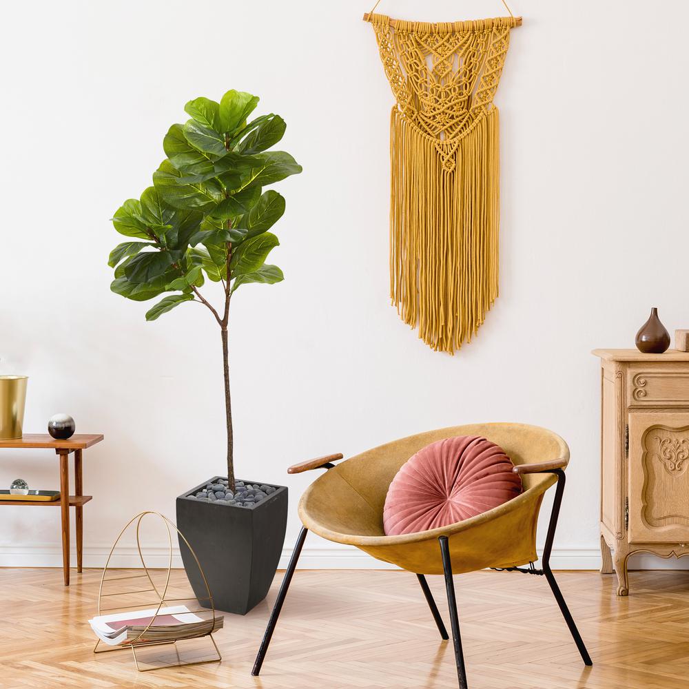 5.5ft. Fiddle Leaf Artificial Tree in Black Planter (Real Touch). Picture 2