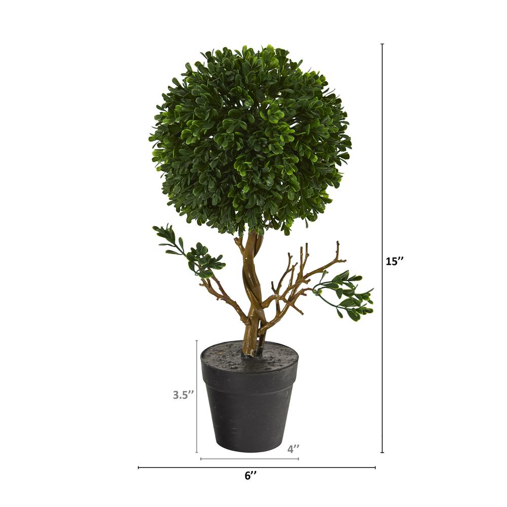 15in. Boxwood Topiary Artificial Tree UV Resistant (Indoor/Outdoor). Picture 2