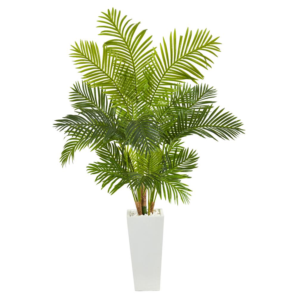 68in. Hawaii Palm Artificial Tree in Tall White Planter. Picture 1