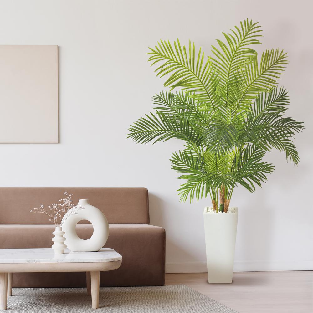 68in. Hawaii Palm Artificial Tree in Tall White Planter. Picture 2