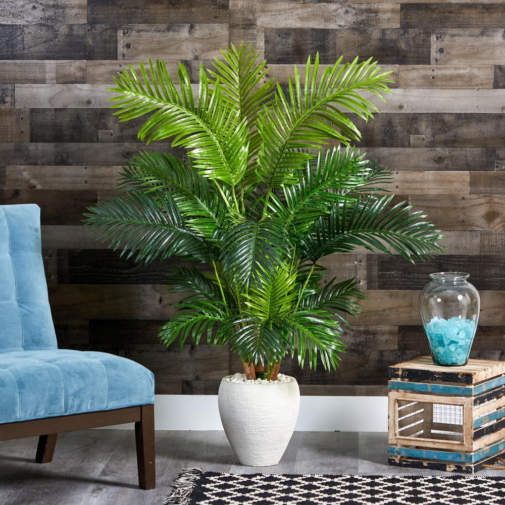 62in. Hawaii Palm Artificial Tree in White Planter. Picture 2