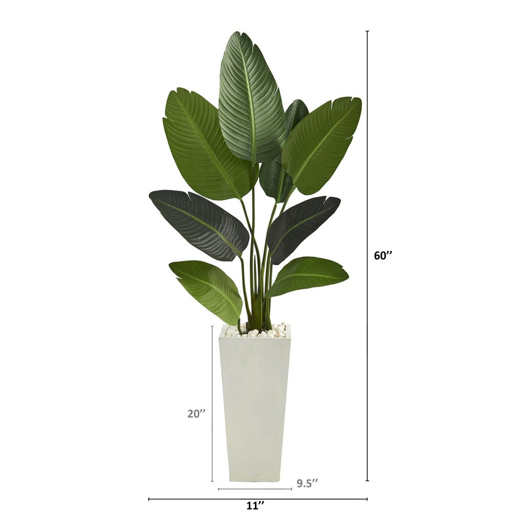 5ft. Travelers Palm Artificial Tree in Tall White Planter. Picture 2