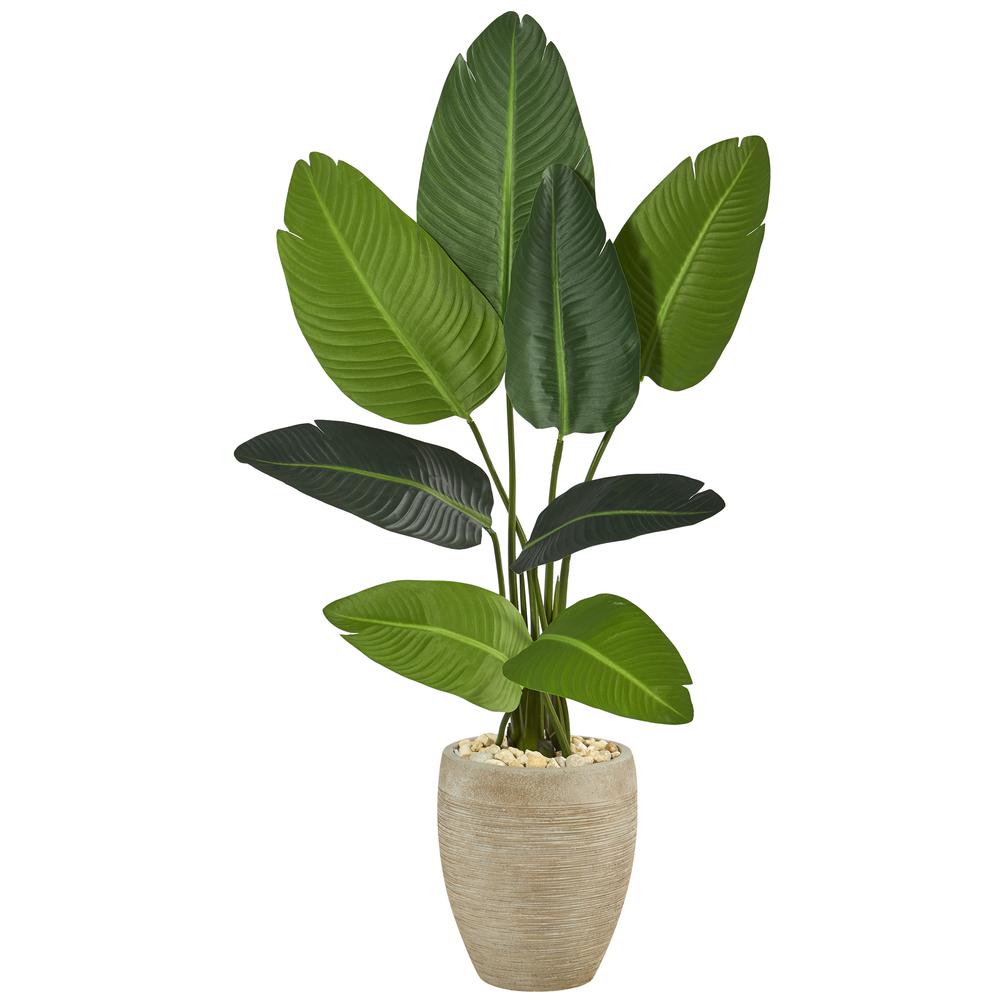 50in. Travelers Palm Artificial Tree in Sand Colored Planter. Picture 1