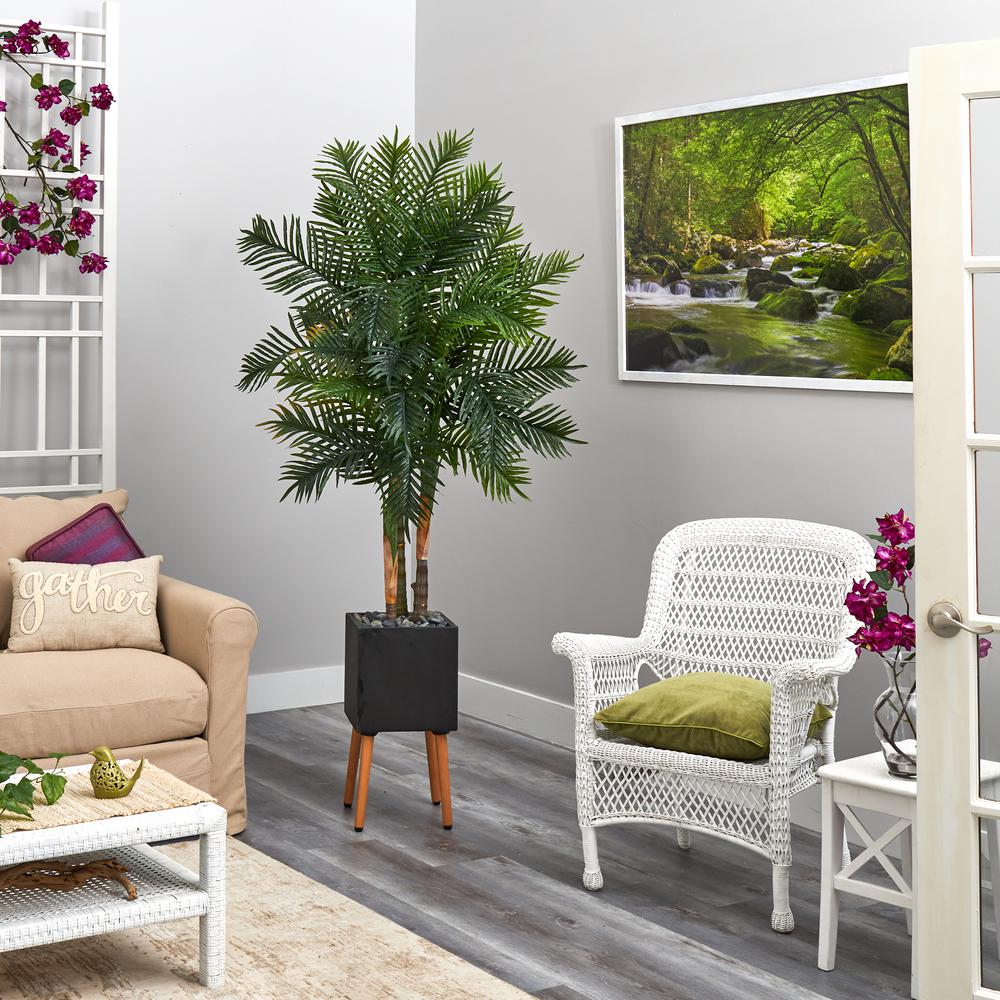 70in. Areca Palm Artificial Tree in Black Planter with Stand. Picture 4