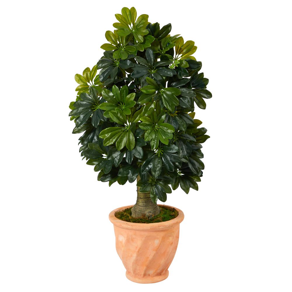 39in. Schefflera Artificial Tree in Terra-Cotta Planter (Real Touch). Picture 1