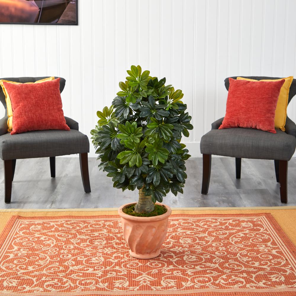 39in. Schefflera Artificial Tree in Terra-Cotta Planter (Real Touch). Picture 3