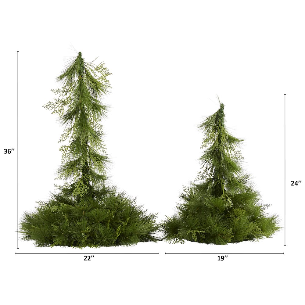 24in. and 36in. Table Top/Hanging Artificial Christmas Decor (Set of 2). Picture 2