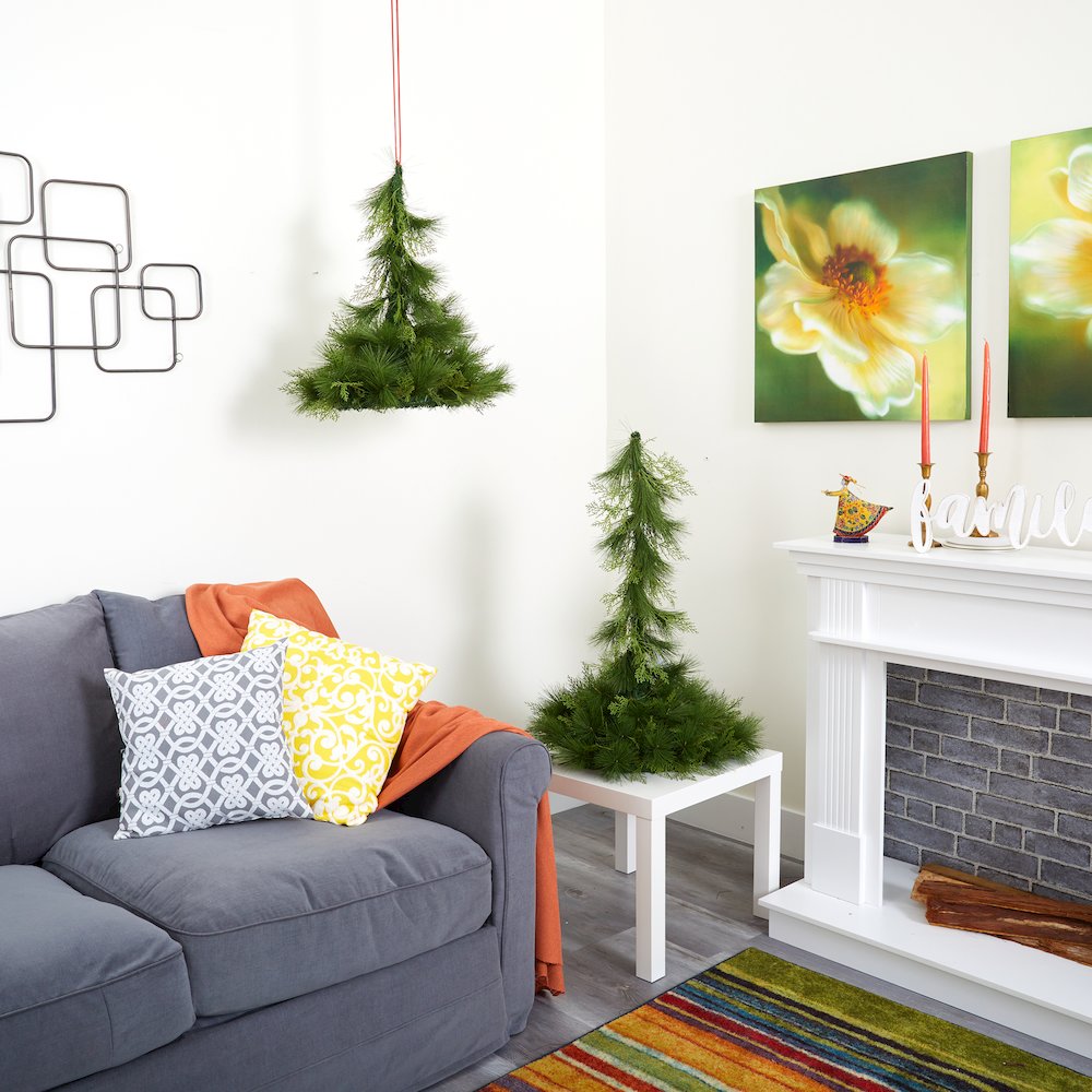 24in. and 36in. Table Top/Hanging Artificial Christmas Decor (Set of 2). Picture 4