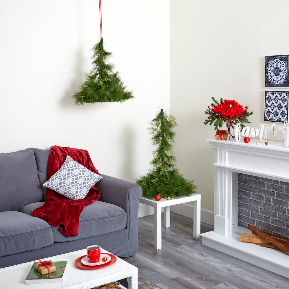 24in. and 36in. Table Top/Hanging Artificial Christmas Decor (Set of 2). Picture 5