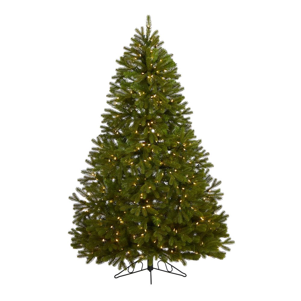 6ft. Cambridge Spruce Flat Back Artificial Christmas Tree with 350 Warm White (Multifunction) LED Lights and 642 Bendable Branches. Picture 6