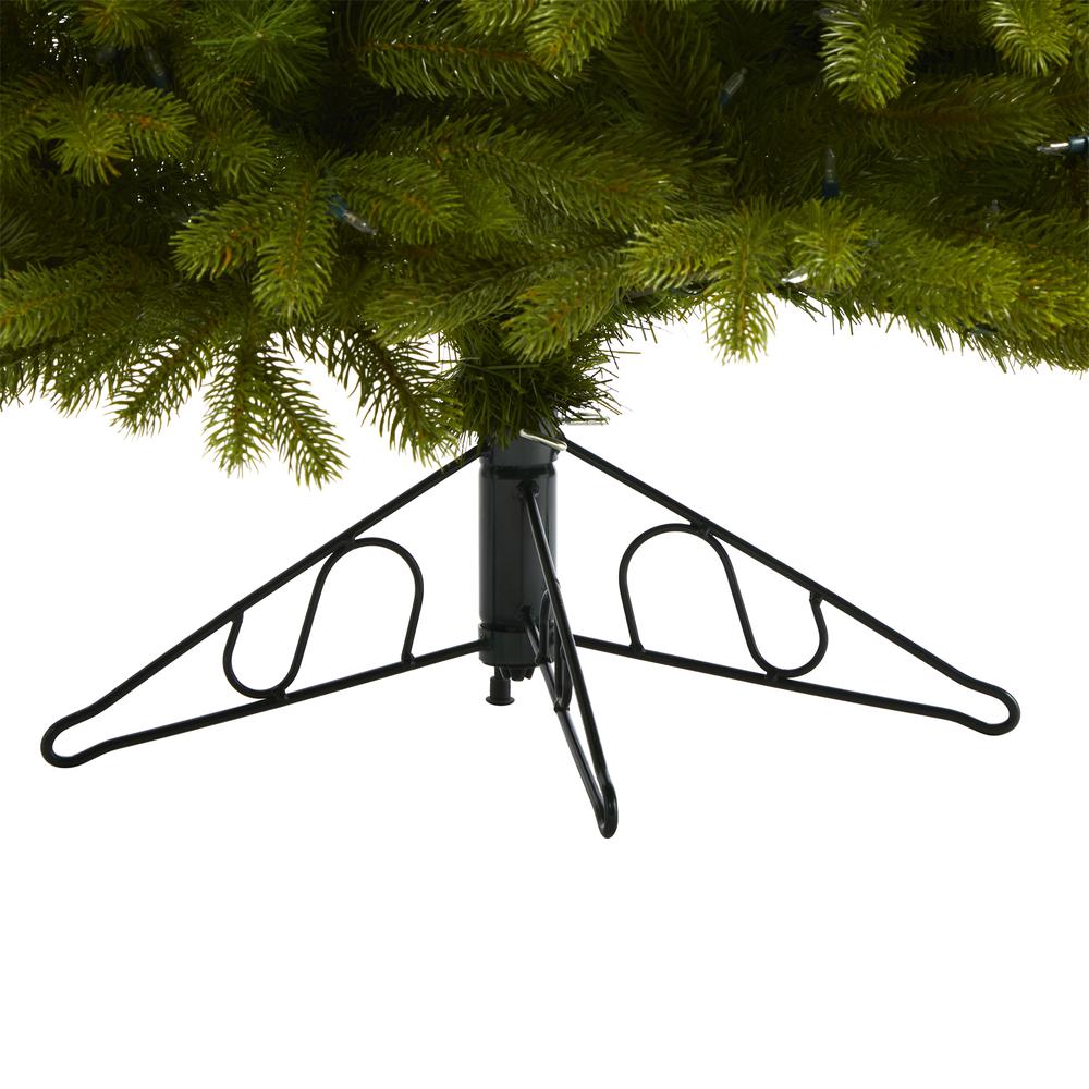 6ft. Cambridge Spruce Flat Back Artificial Christmas Tree with 350 Warm White (Multifunction) LED Lights and 642 Bendable Branches. Picture 4