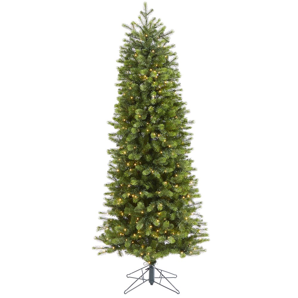 6.5ft. Slim Colorado Mountain Spruce Christmas Tree with 450 Warm LED Lights. Picture 1