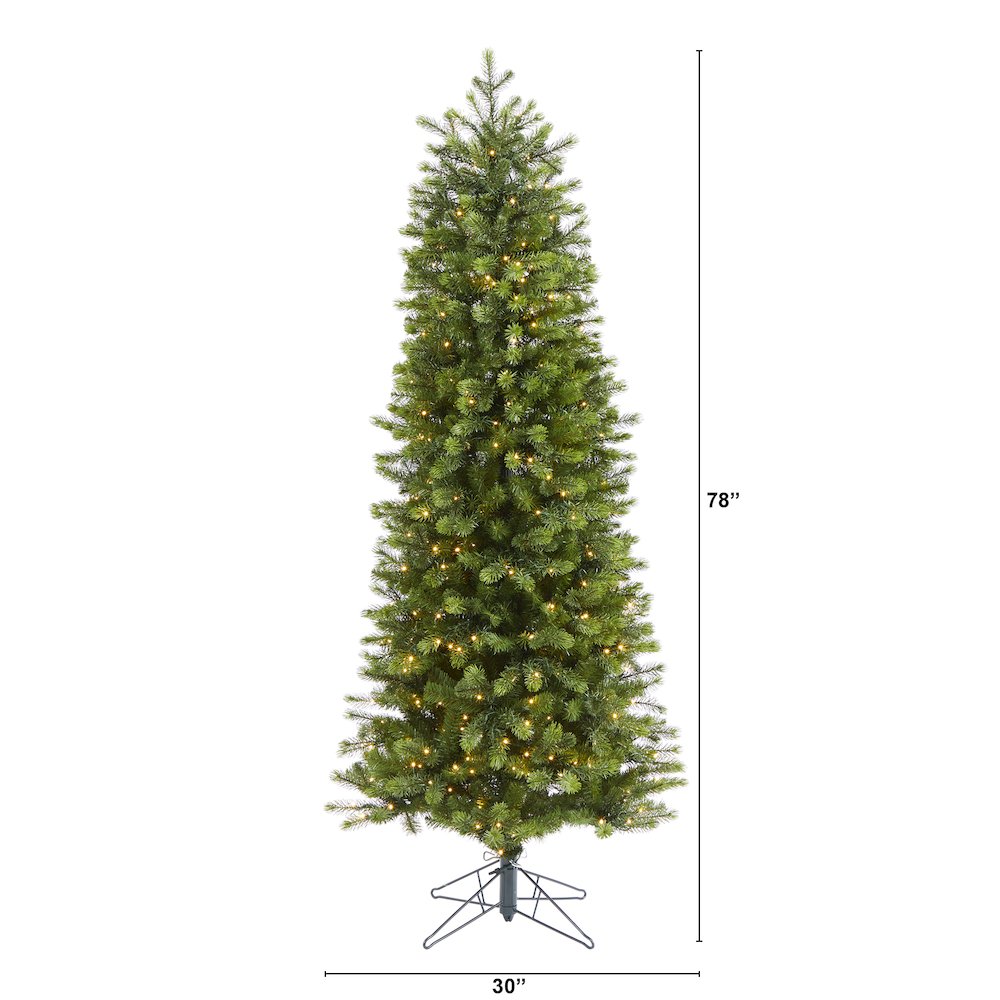 6.5ft. Slim Colorado Mountain Spruce Christmas Tree with 450 Warm LED Lights. Picture 2