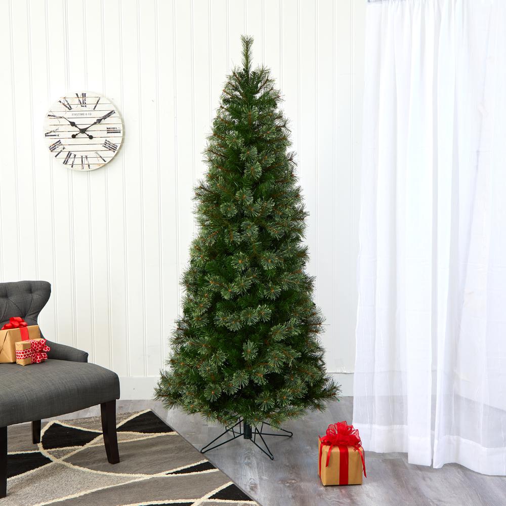 6.5ft. Cashmere Slim Artificial Christmas Tree with 350 Warm White Lights and 660 Bendable Branches. Picture 6