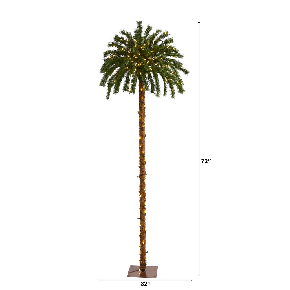 6ft. Christmas Palm Artificial Tree with 200 Warm White LED Lights. Picture 2