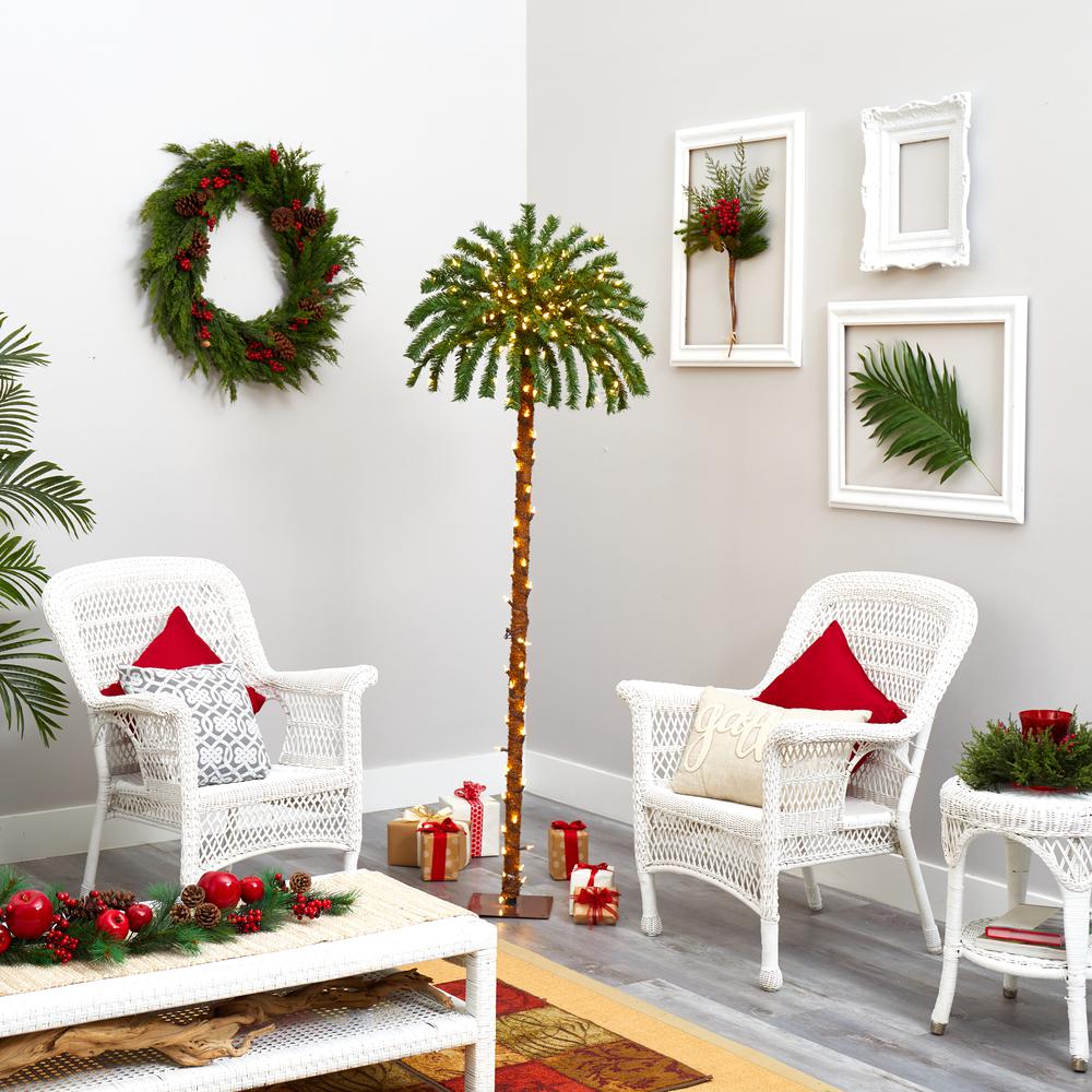 6ft. Christmas Palm Artificial Tree with 200 Warm White LED Lights. Picture 5