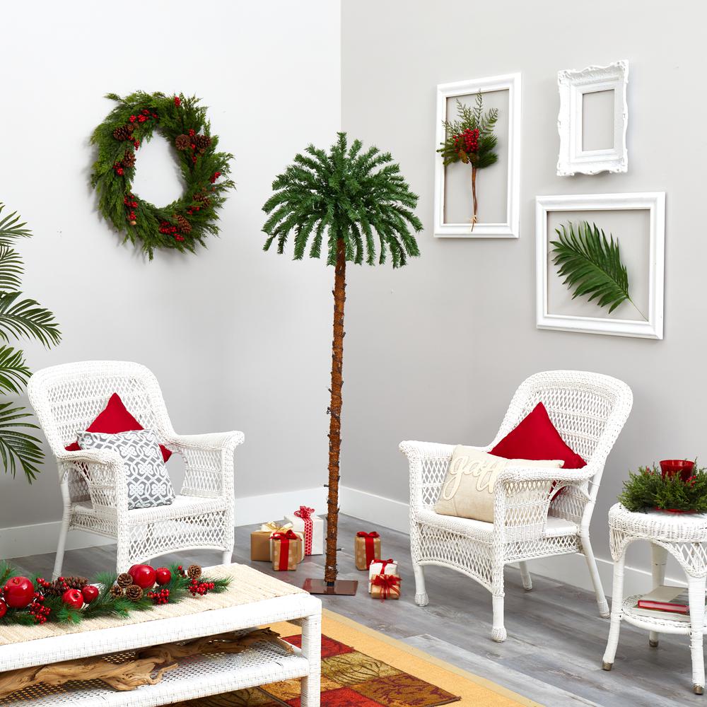 6ft. Christmas Palm Artificial Tree with 200 Warm White LED Lights. Picture 7