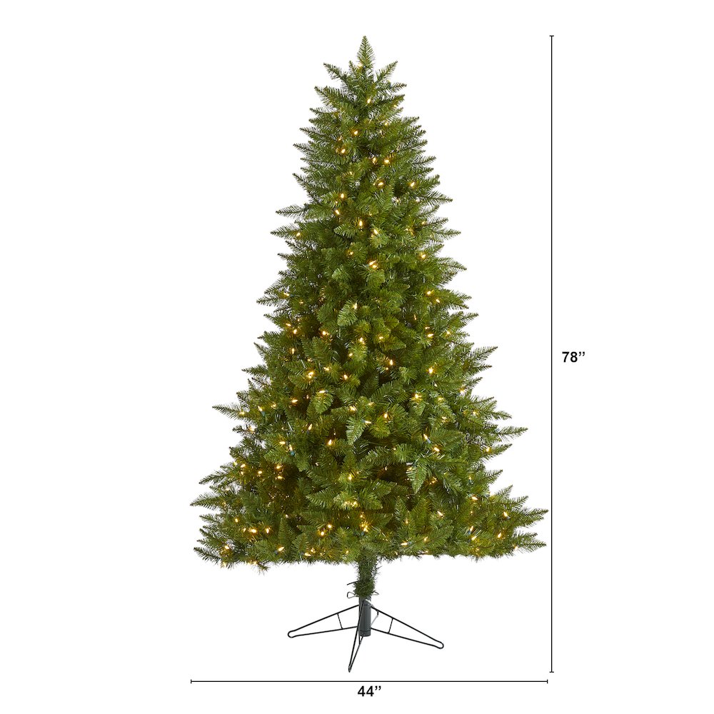 6.5ft. Vermont Spruce Artificial Christmas Tree with 450 Warm White LED Lights. Picture 2
