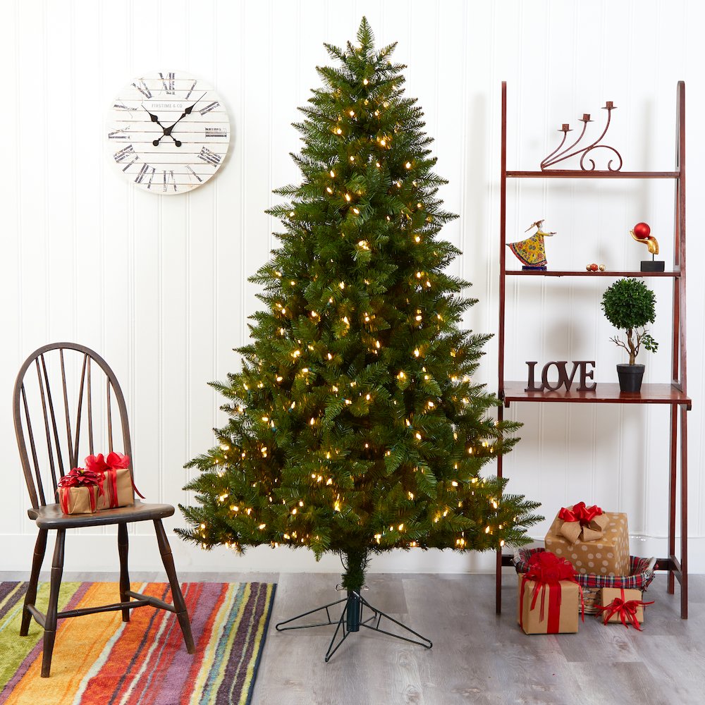 6.5ft. Vermont Spruce Artificial Christmas Tree with 450 Warm White LED Lights. Picture 7