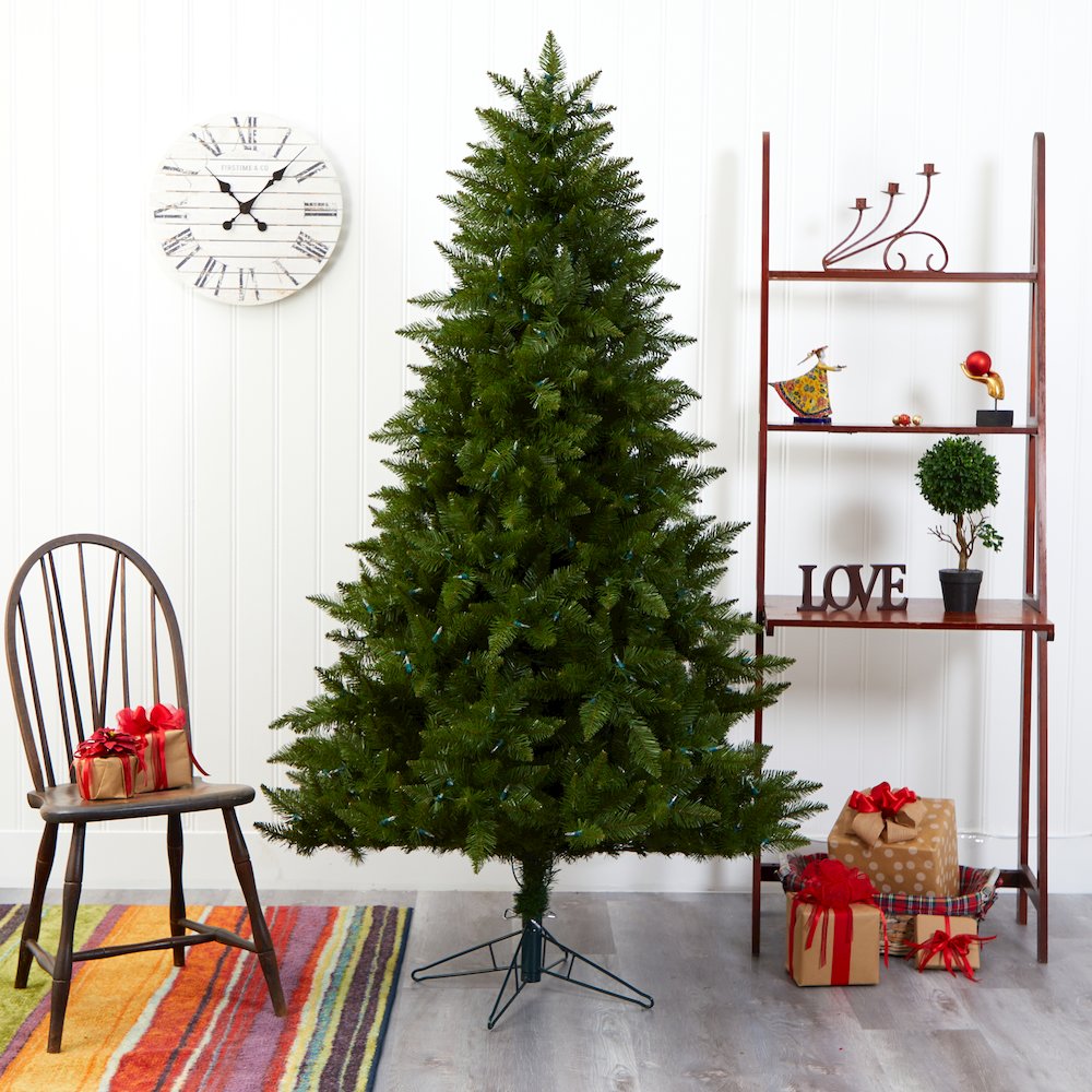 6.5ft. Vermont Spruce Artificial Christmas Tree with 450 Warm White LED Lights. Picture 8