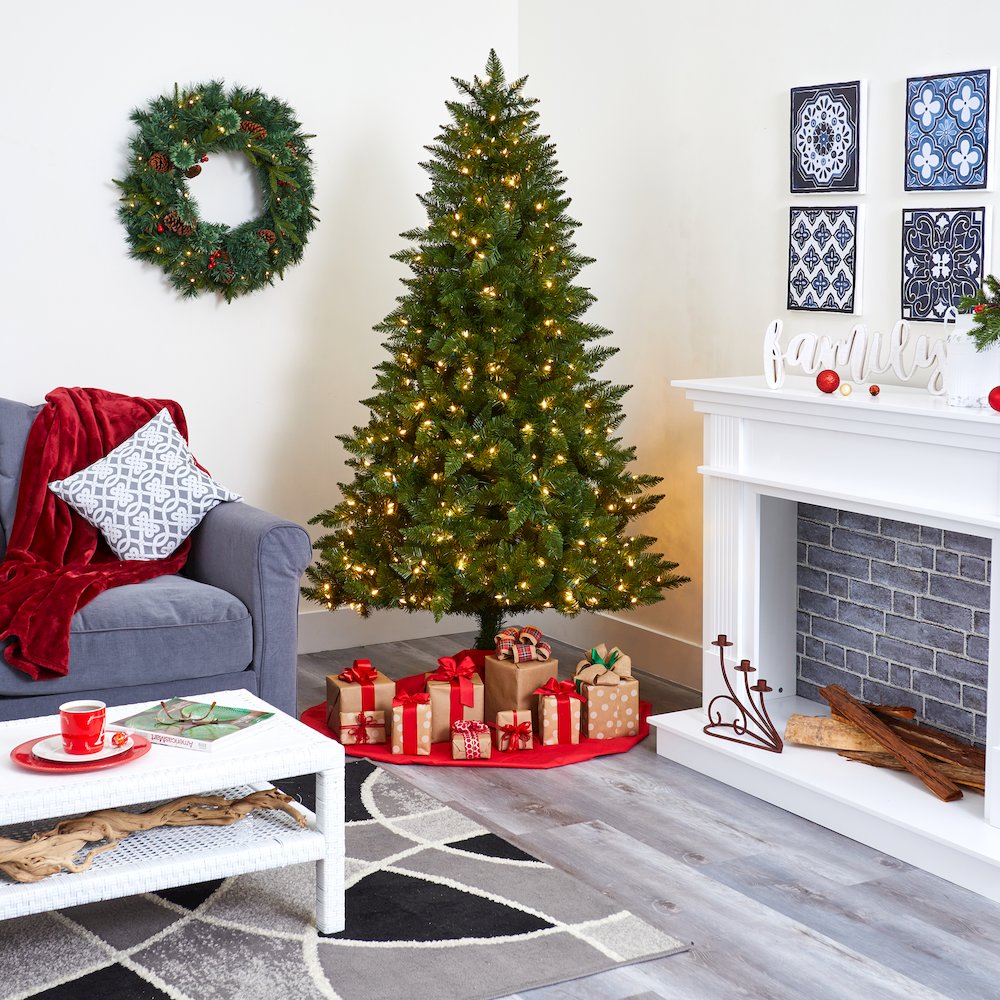 6.5ft. Vermont Spruce Artificial Christmas Tree with 450 Warm White LED Lights. Picture 9