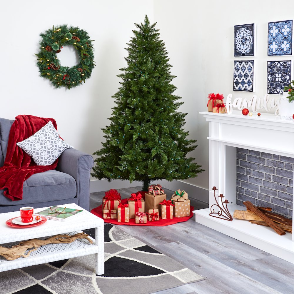 6.5ft. Vermont Spruce Artificial Christmas Tree with 450 Warm White LED Lights. Picture 10