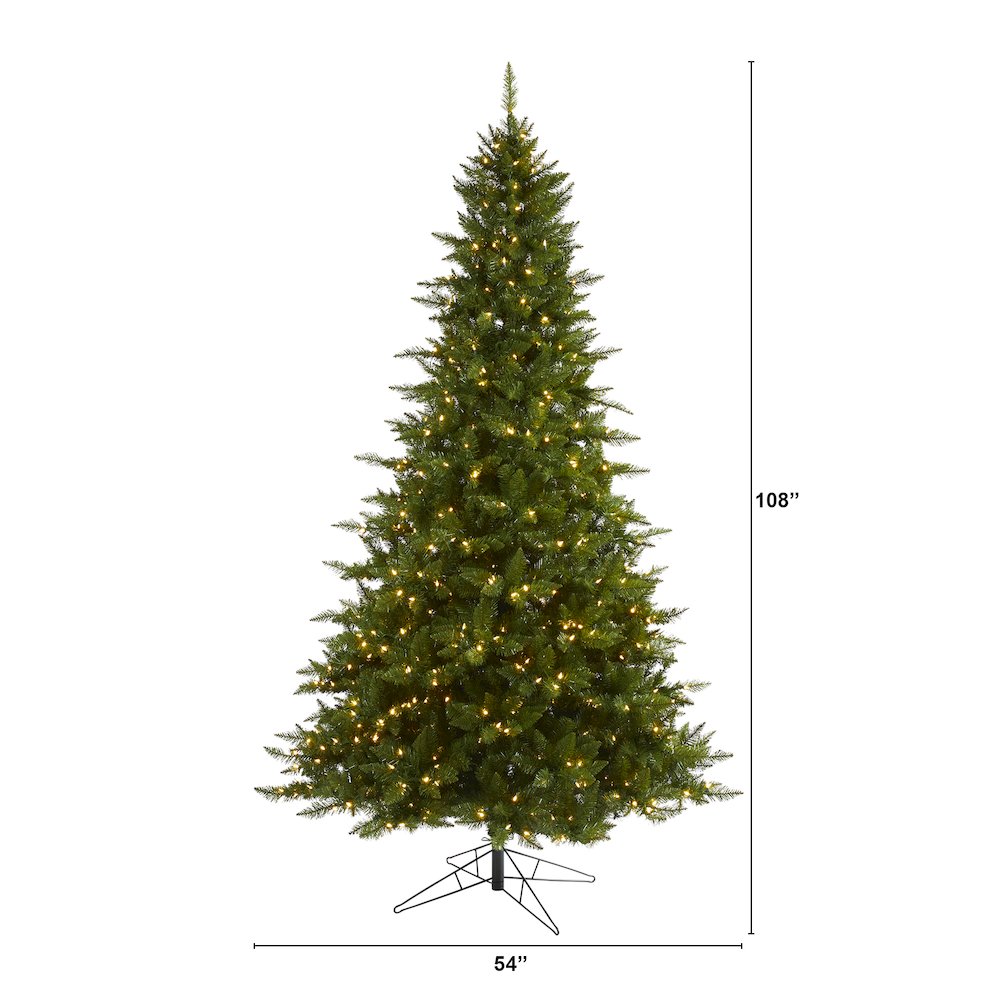 9ft. Vermont Spruce Artificial Christmas Tree with 850 Warm White LED Lights. Picture 2