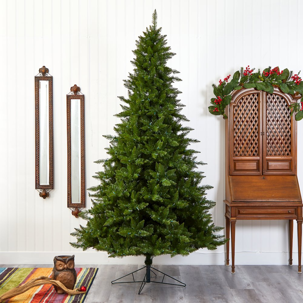 9ft. Vermont Spruce Artificial Christmas Tree with 850 Warm White LED Lights. Picture 8