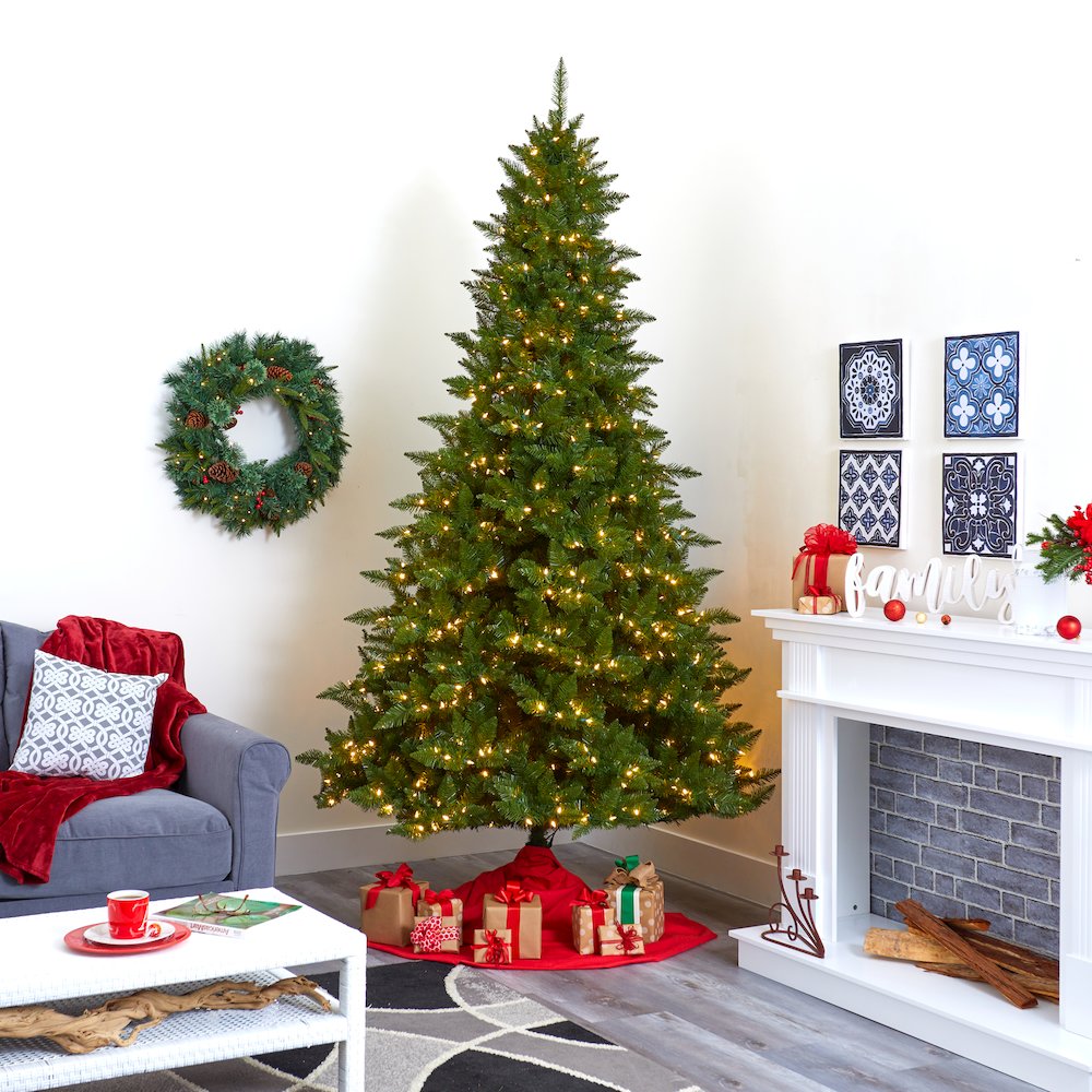 9ft. Vermont Spruce Artificial Christmas Tree with 850 Warm White LED Lights. Picture 9