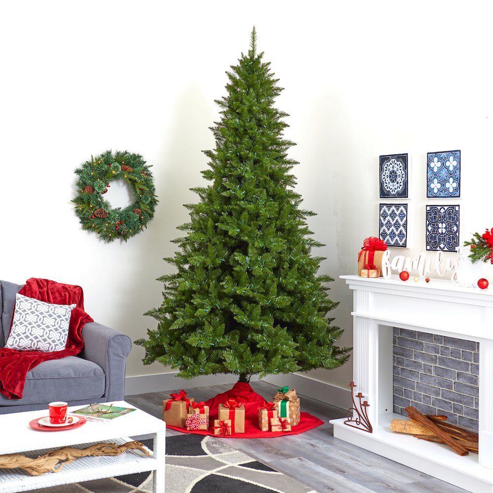 9ft. Vermont Spruce Artificial Christmas Tree with 850 Warm White LED Lights. Picture 10