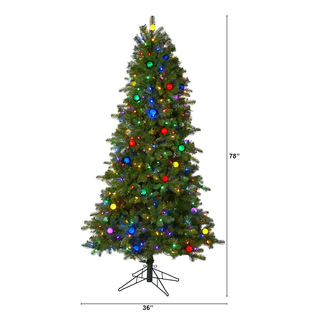 6.5ft. Montana Mountain Fir Christmas Tree with 450 Multi Color LED Lights. Picture 2