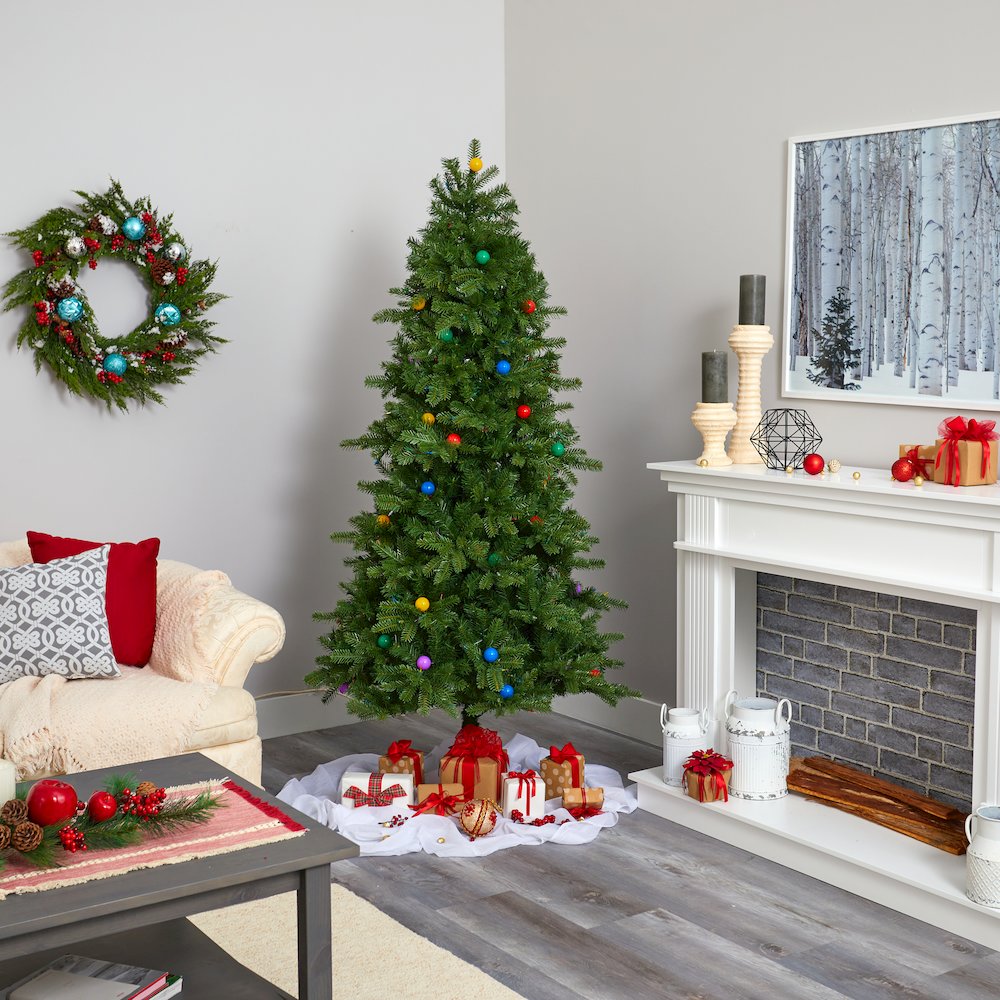6.5ft. Montana Mountain Fir Christmas Tree with 450 Multi Color LED Lights. Picture 8