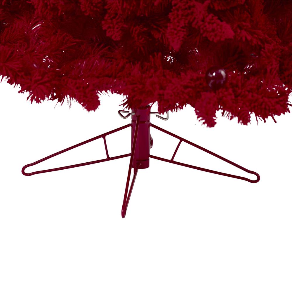 7ft. Red Flocked Fraser Fir Artificial Christmas Tree. Picture 4