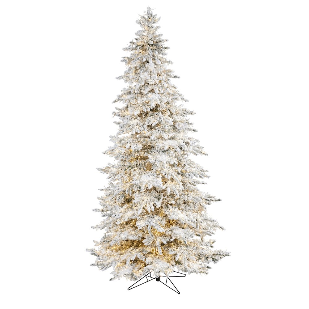 9ft. Flocked Grand Northern Rocky Fir Christmas Tree with 8208 Warm Cluster LEDs. Picture 1