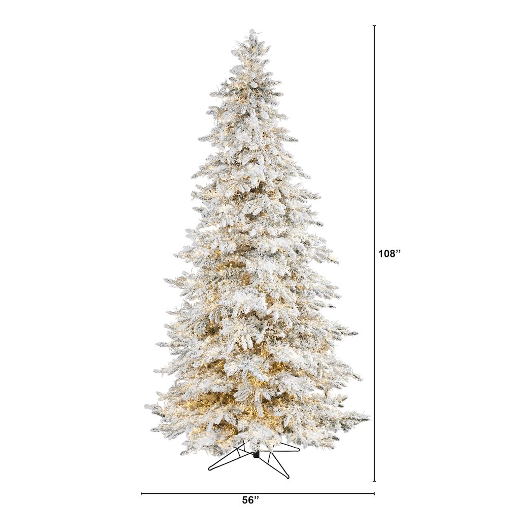 9ft. Flocked Grand Northern Rocky Fir Christmas Tree with 8208 Warm Cluster LEDs. Picture 2